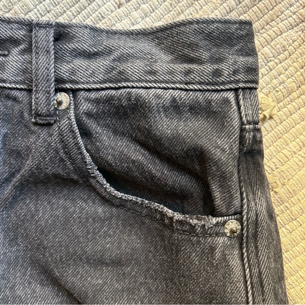 PULL & BEAR Black Distressed Frayed Denim Shorts - Picture 4 of 8